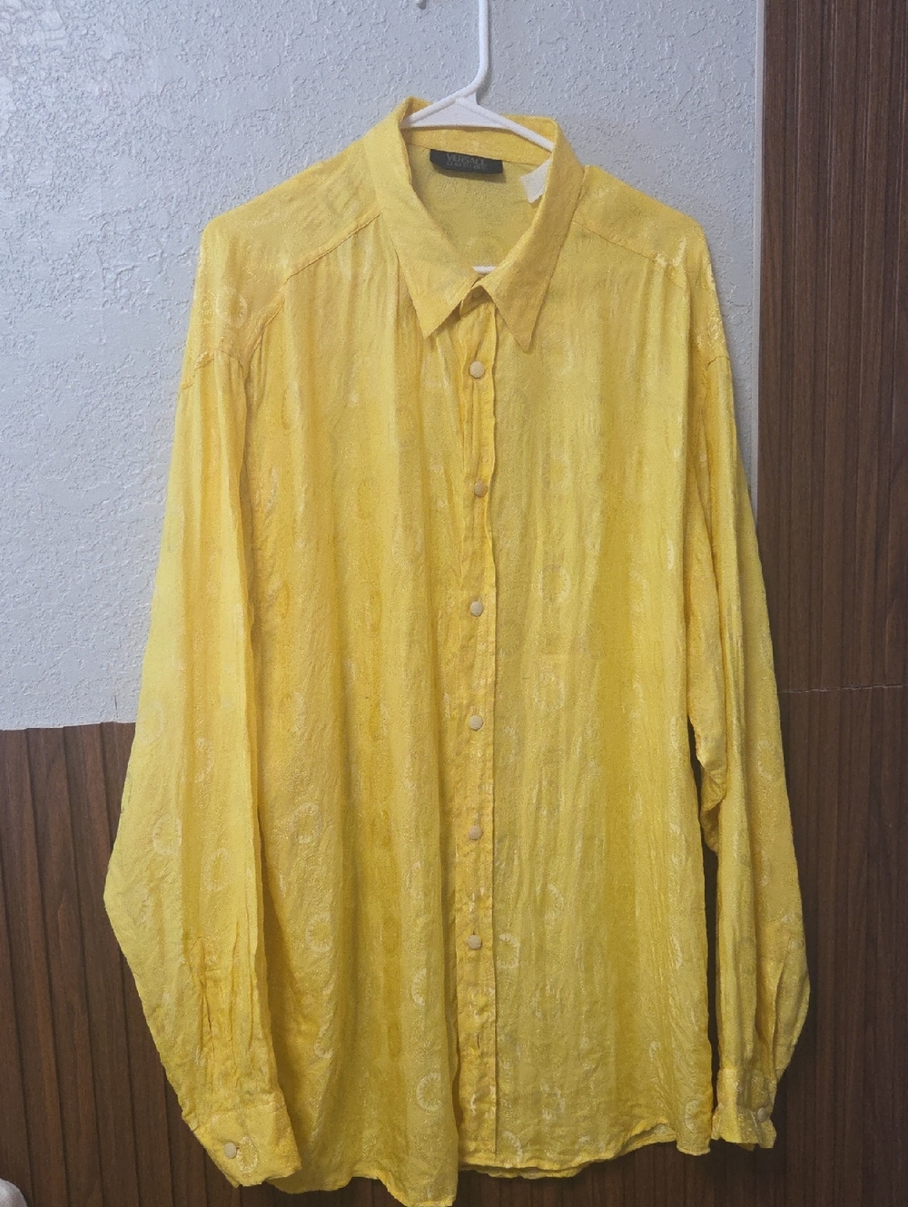 Versace Bright Yellow Men's Long-Sleeve Dress Shirt 2xlarge (530)
